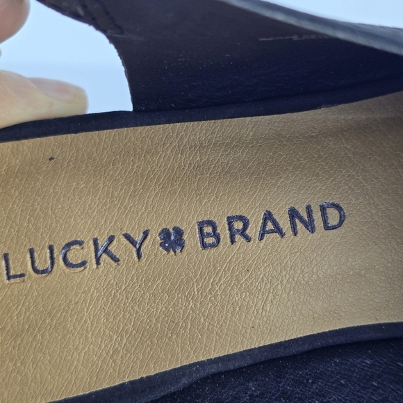 NWOT Lucky Brand Leather Womens Lideton Pump Size 8 M Slingback BlockHeel Black - Picture 5 of 10